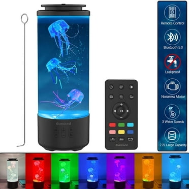 Jellyfish Lava Lamp Bluetooth Speaker, White Noise LED Jellyfish Aquarium Night Light, 7-Color Changing with 4 Light Mode, Mood Lamp for Home Office Sleep Relax, Gifts for Kids Adults(Black)