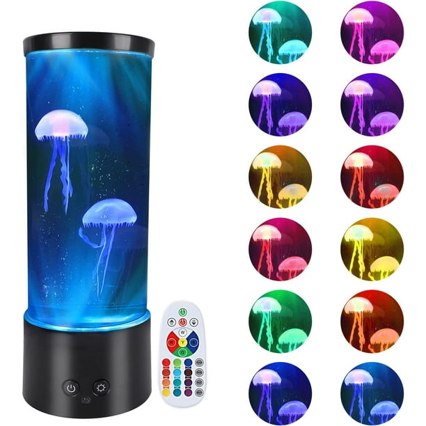 Jellyfish Lava Lamp, LED Jellyfish Lamp Upgraded 12 Color with Remote ...