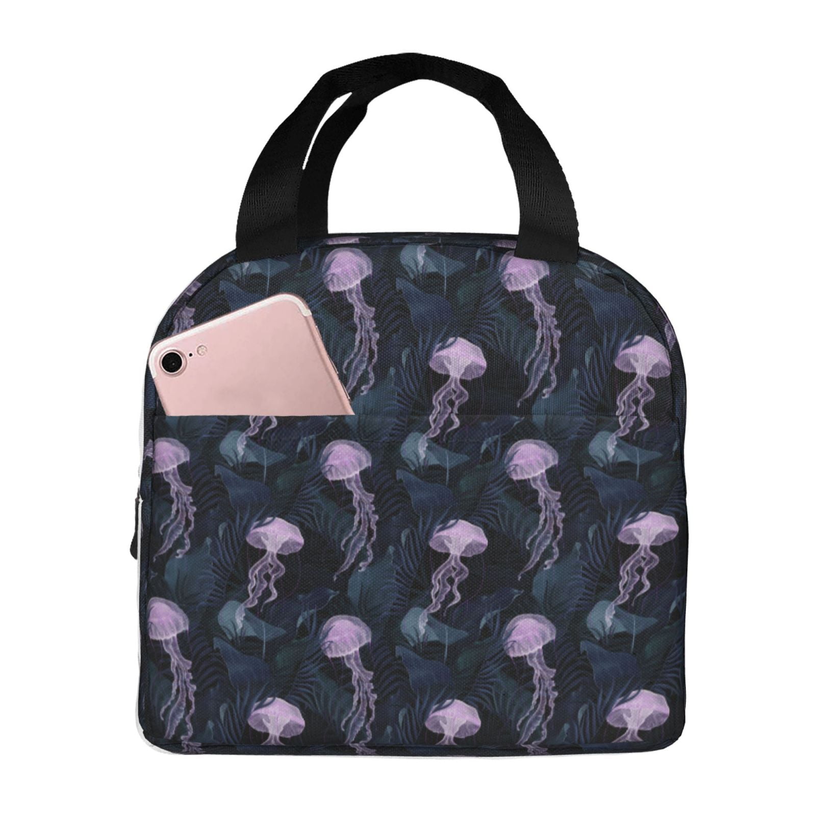 Jellyfish Leaves Insulated Lunch Bag Portable Cooler Tote Reusable
