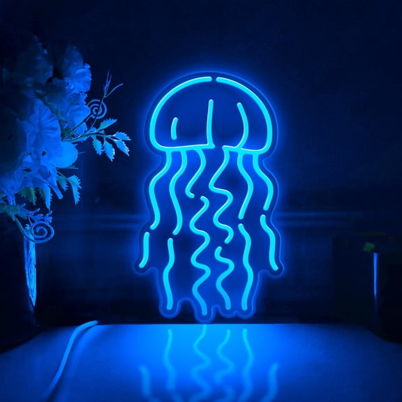 Jellyfish Led Light Box, Dimmable Neon-Like Light Signs USB Power for Wall Decor Bedroom Decoration, RGB Light (WxH) 6"x10"