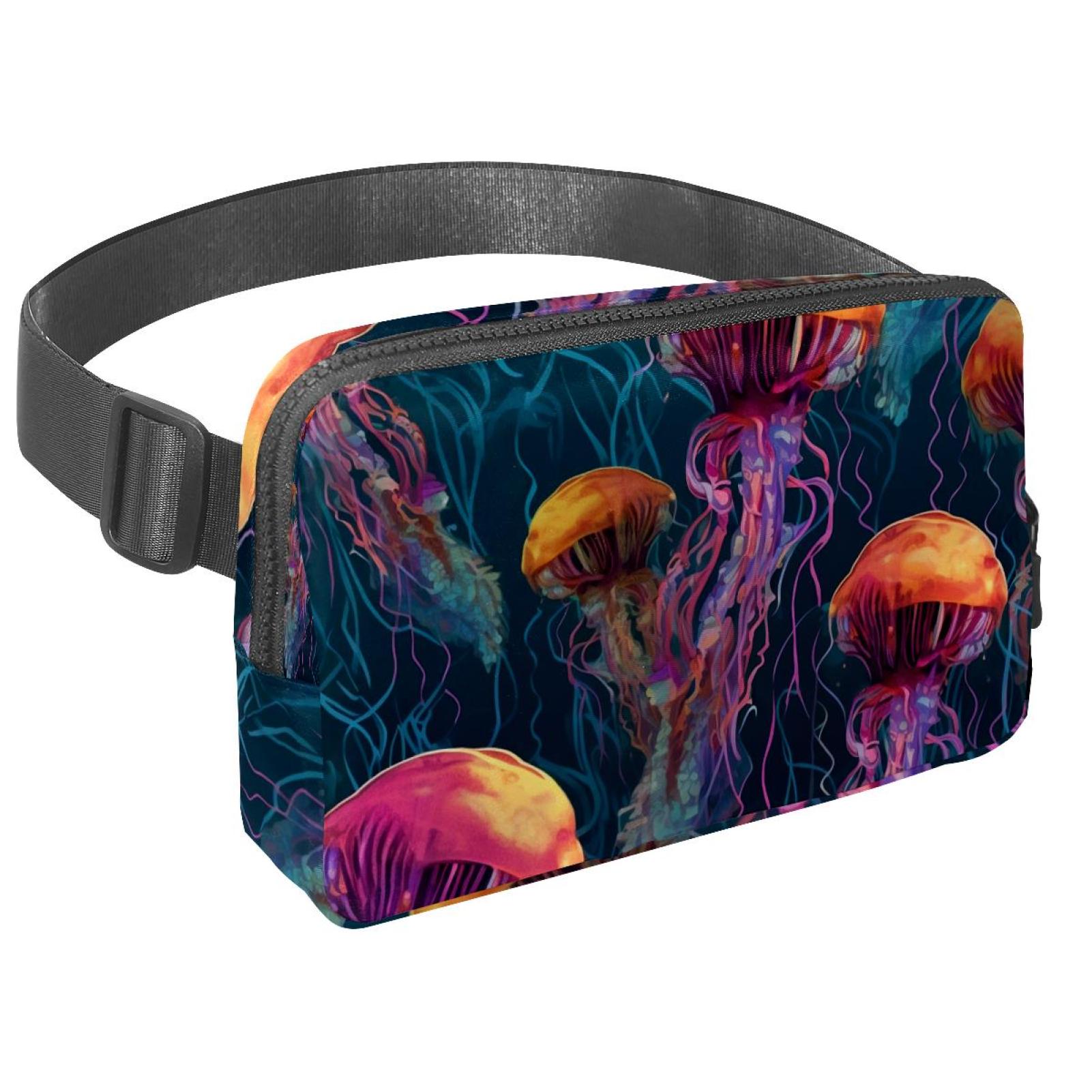 Jellyfish Lightweight Adjustable Crossbody Bag with Extension Strap - Unisex Sling Bag, Running Belt, and Waist Bags