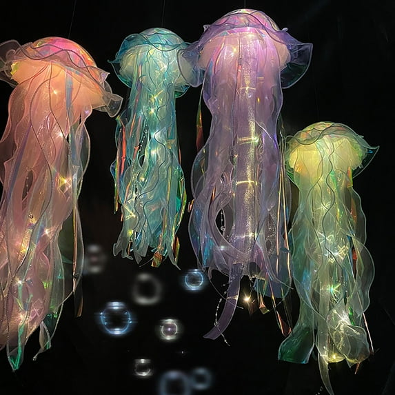 Jellyfish Night Light under $5! CQCYD Jellyfish Lamp DIY Kit, Hanging Oceans Theme Lantern, Battery OperLED Light Strips, Room Decor for Bedroom Living Room Party, Mermaid Underwater Decoration