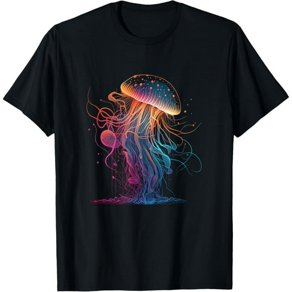 Jellyfish Ocean Animal Scuba Diving Jelly Fish T-ShirtMen and women, White Black T-shirt, size: Extra large S-1243XL