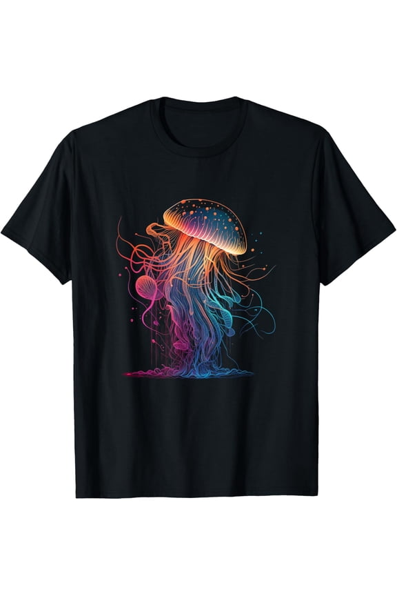 Jellyfish Ocean Animal Scuba Diving Jelly Fish T-ShirtMen and women, White Black T-shirt, size: Extra large S-1243XL