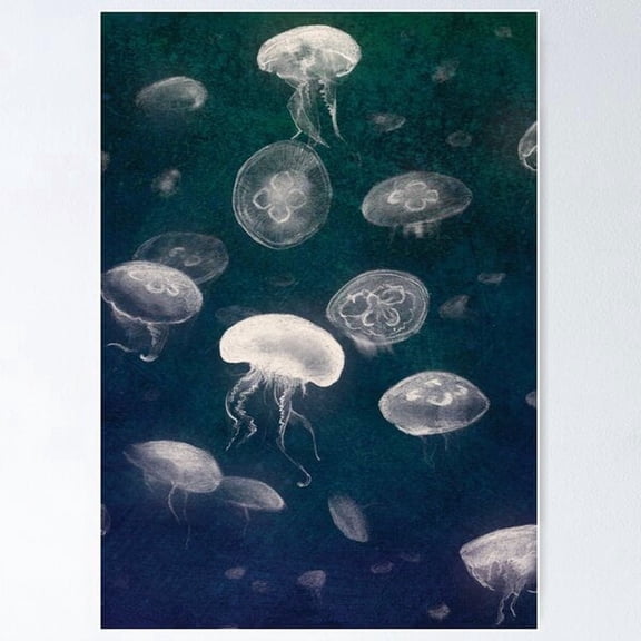 Jellyfish Ocean Illustration Poster, Poster Home Decor, Poster Only
