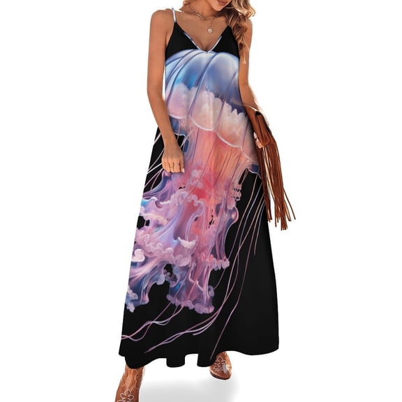Jellyfish Ocean Style Design Sleeveless Dress Woman Fashion Long Dresses Women's Summer Suit Dress 2025