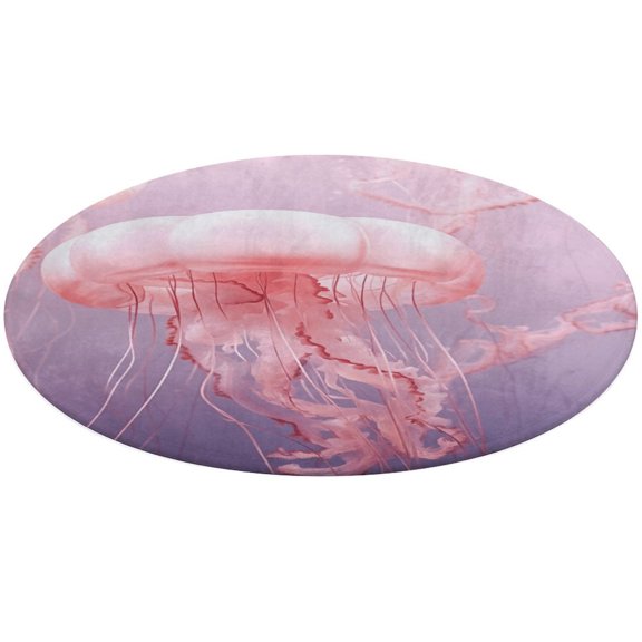 Jellyfish Ocean Style Round Rugs -Washable Non-Slip Small Round Area Rug Throw Soft Circle Rugs for Bedroom, Modern Print Indoor Carpet for Entryway Sofa Living Room