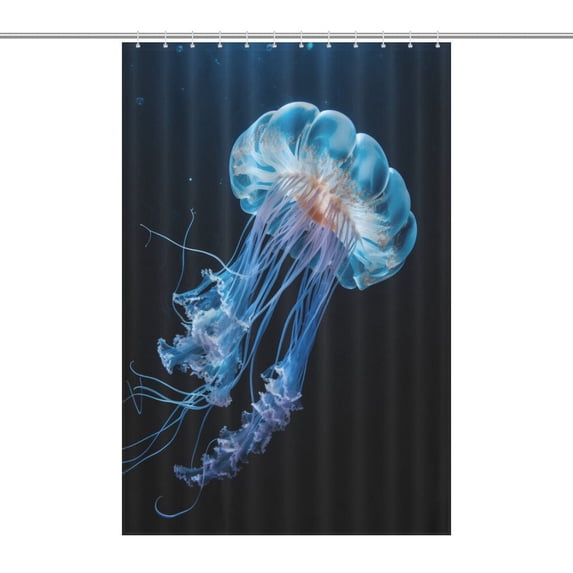 Jellyfish Ocean Style Shower Curtain for Bathroom with 12Hooks, Polyester Fabric Thick Shower Curtain Washable Waterproof Curtain