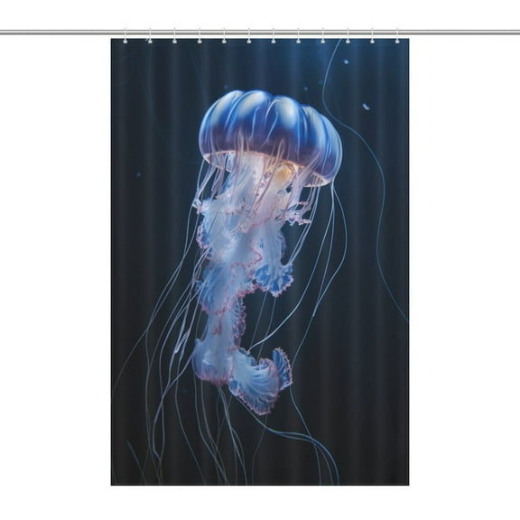 Jellyfish Ocean Style Shower Curtain for Bathroom with 12Hooks, Polyester Fabric Thick Shower Curtain Washable Waterproof Curtain
