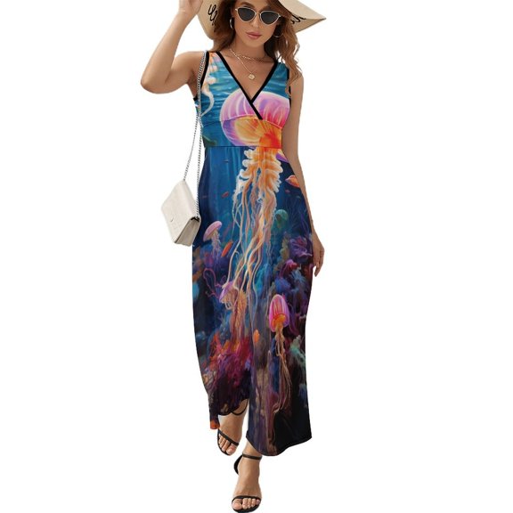 Jellyfish Ocean Style Sleeveless Dress Female Clothing Dress Women Summer 2025 Dress