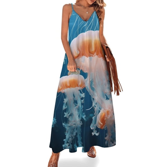 Jellyfish Ocean Style Sleeveless Dress Woman Fashion Long Dresses Women's Summer Suit Dress Summer 2025 Women