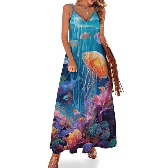 Jellyfish Ocean Style Sleeveless Dress for Women Clothing Female Women's Summer Skirt