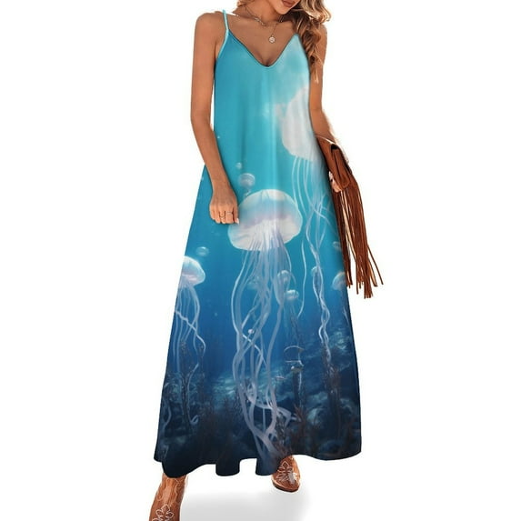 Jellyfish Ocean Style Sleeveless Dress for Women Clothing Female Women's Summer Skirt