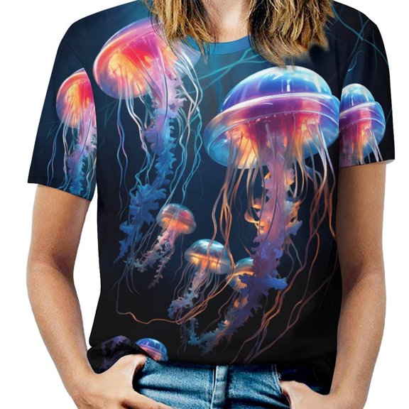 Jellyfish Ocean Style Women's Short Sleeve Tops Casual Blouses T Shirt
