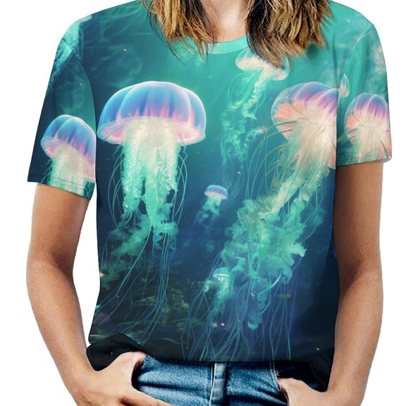Jellyfish Ocean Style Women's Short Sleeve Tops Casual Blouses T Shirt