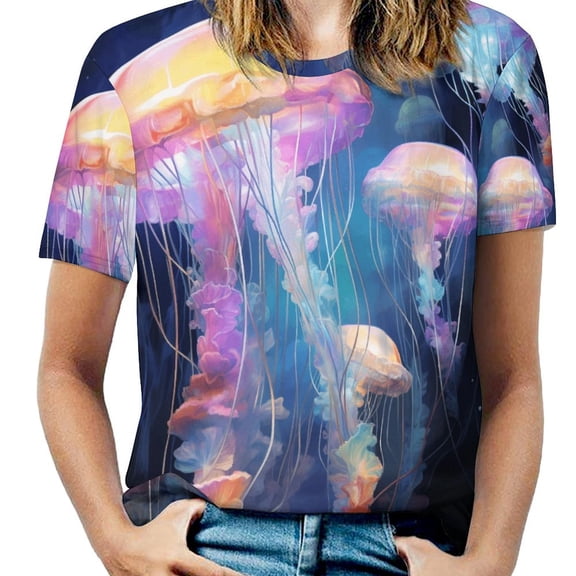 Jellyfish Ocean Style Women's Short Sleeve Tops Casual Blouses T Shirt