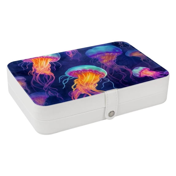 Jellyfish PU Leather Earring Organizer with Removable Compartment - Portable Jewelry Stand, Bracelet Holder, Display Case
