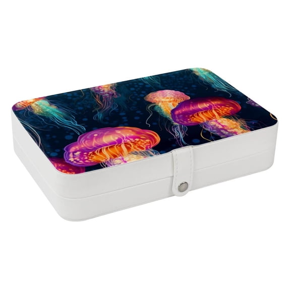 Jellyfish PU Leather Jewelry Box Organizer with Removable Compartment - Portable Decorative Jewelry Boxes