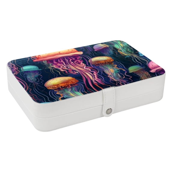 Jellyfish PU Leather Jewelry Box Organizer with Removable Compartment - Portable Decorative Jewelry Boxes