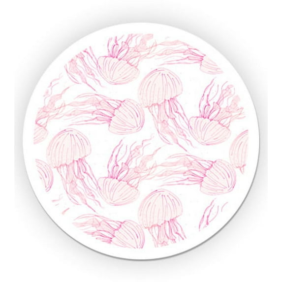 Jellyfish Pattern Circle - 8" Vinyl Sticker - For Car Laptop I-Pad - Waterproof Decal
