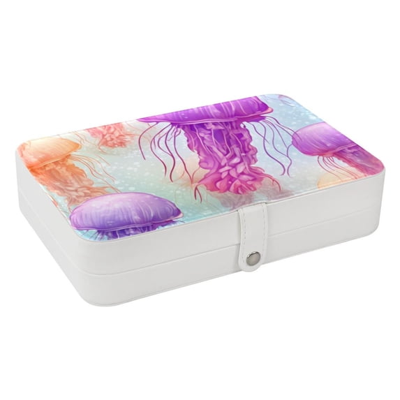 Jellyfish Portable PU Leather Jewelry Organizer with Removable Compartment, Storage Box, Necklace Holder, and Travel Organizer
