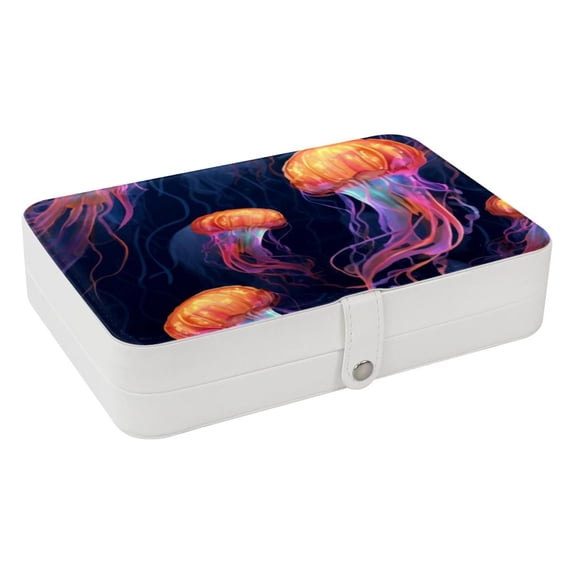 Jellyfish Portable PU Leather Travel Organizer with Removable Compartment - Necklace and Jewelry Organizer Box