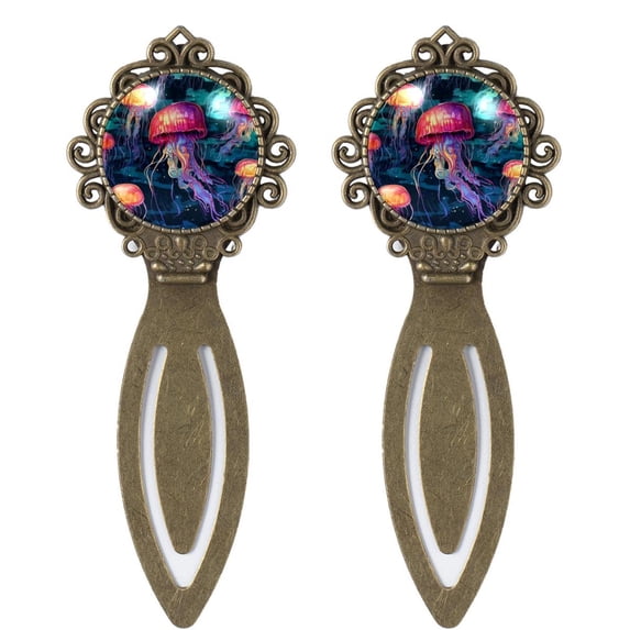 Jellyfish Reading Accessories: Vintage Copper - Set of 2 Stainless Steel Book Markers for Book Lovers and Readers