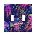 thumbnail image 1 of Jellyfish Seashells Seaweed Light Switch Plate Covers 2 Gang Wall Plate Plastics Outlet Covers for Kitchen Home Office Decor, 1 of 8