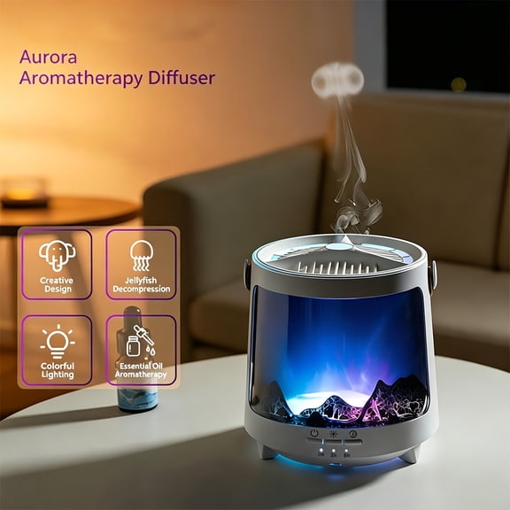 JellyfishShaped Aroma Diffuser Humidifier, 7Color Ambient Night Light, Quiet Ultrasonic Oil Diffuser with Remote Control & Timer, 10.14oz Water Tank for Bedroom, Home, Office