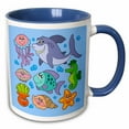 thumbnail image 1 of 3drose, Jellyfish, Shark, Shellfish, Fish, Seahorse and Starfish Pattern, 11oz Two-tone Blue Mug, 1 of 6