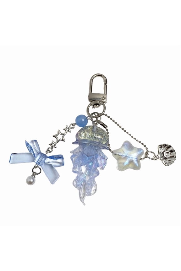Jellyfish Shine Phone Strap Elegant Keychain Hanging Decoration For Backpack Purse Gift Resin Alloy Accessory