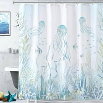 Jellyfish Shower Curtain,Teal Summer Ocean Life Beach Cool Shower Curtain Bathroom Decor Waterproof Bath Curtain with Hooks 60"W x 72"L (Pack of 1)
