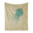 thumbnail image 1 of Jellyfish Soft Flannel Fleece Throw Blanket, Beach Summer Oceanic Life Tropicalea Animal Nautical Abstract Pattern, Cozy Plush for Indoor and Outdoor Use, 50" x 60", Sand Brown Seafoam, by Ambesonne, 1 of 6
