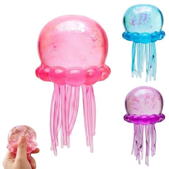 Jellyfish Squishies Steamer, Squishies Jellyfish, Fidget Toys Adults & Teens, Easter Basket Stuffers, HTF Sparkling Stress Relief Collectible, Sensory Stress Squeeze Toys - Pink