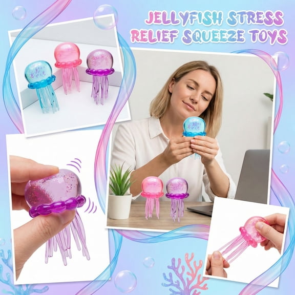 Jellyfish Squishy Toys Mini Squishies Toys, Soft Kawaii Jellyfish Squeeze Stress Relief Sensory Toys, Slow-Rising Squishies Fidget Toys for Party Favors Purple