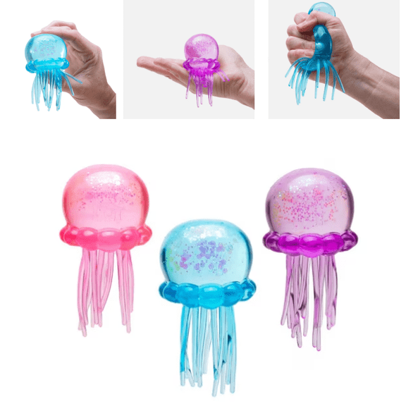 Jellyfish Squishy Toys, Translucent Squeeze Stress Relief Sensory Toys, Slow-Rising Squishies Fidget Toys for Party Favors, Easter Gifts ALL-3PC
