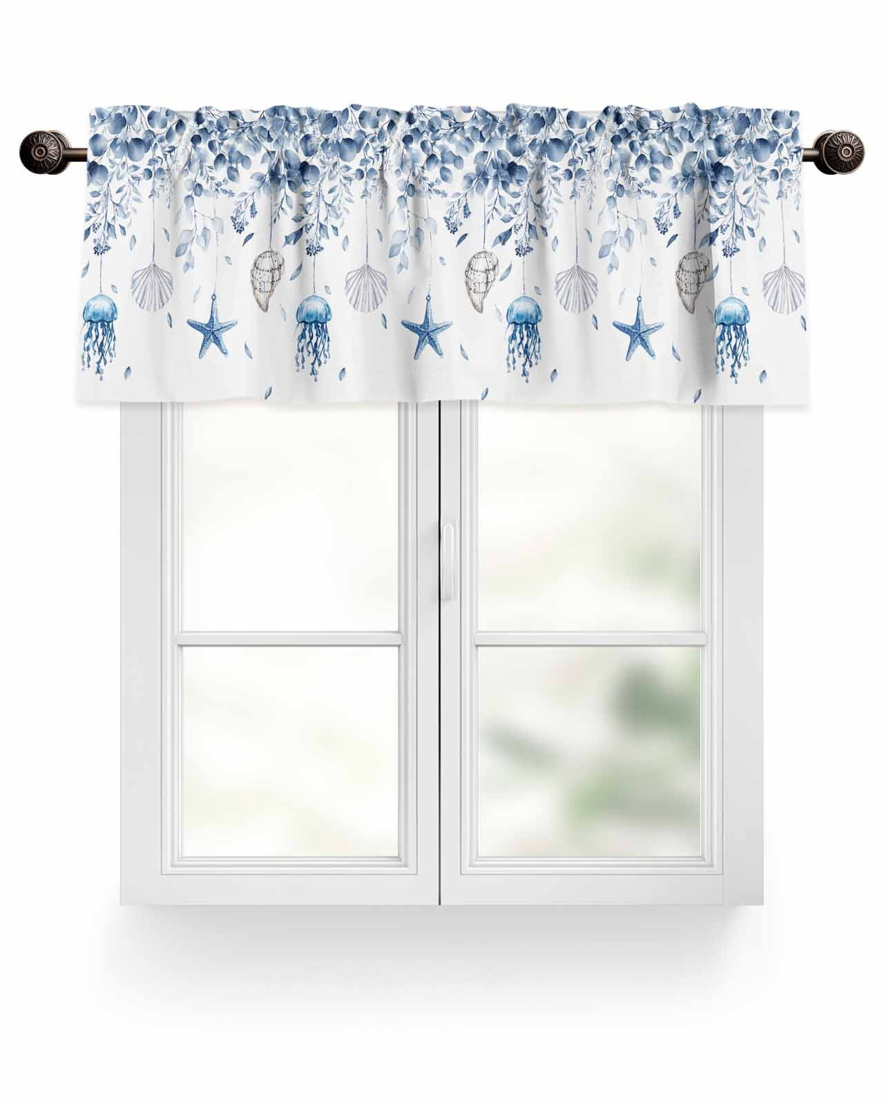 Photo inspiration: Picture Idea: Jellyfish Starfish Shells Valances For Windows Blue Leaf Summer Ocean