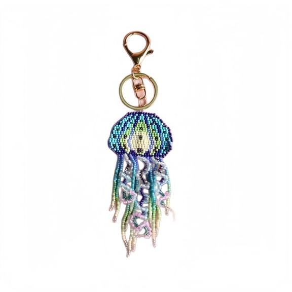Jellyfish Tassel Keychain for Women, Handmade Beaded Bag Charm, Cute Couple Gifts for Her Him, Friendship Bestie Present