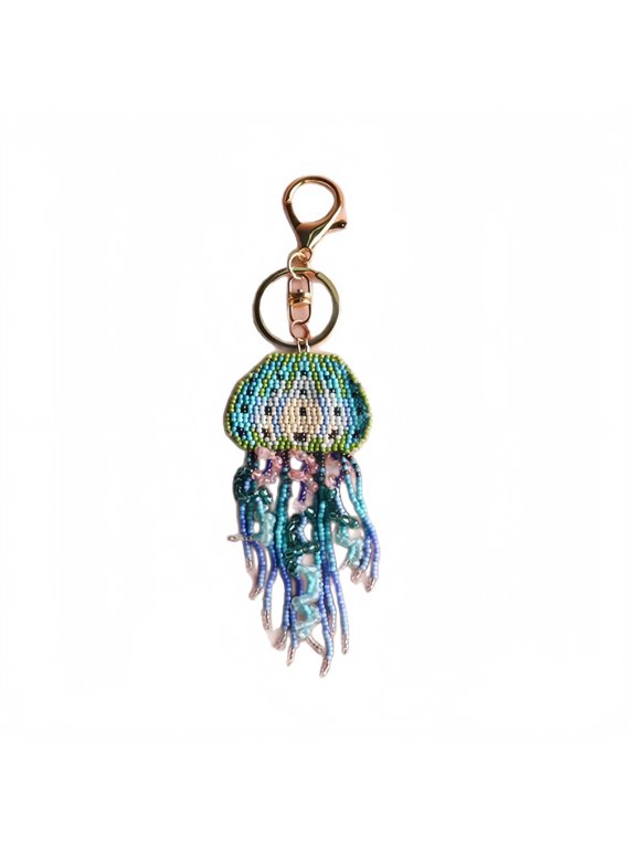 Jellyfish Tassel Keychain for Women, Handmade Beaded Bag Charm, Cute Couple Gifts for Her Him, Friendship Bestie Present
