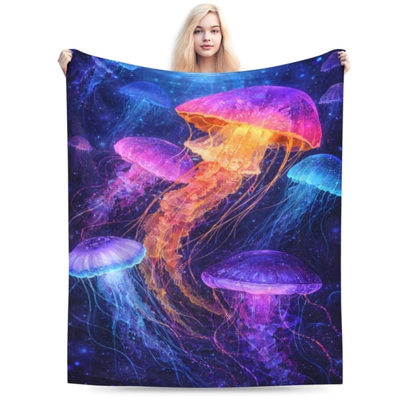 Jellyfish Throw Blanket Soft Warm Cozy Jellyfishes Blankets Fuzzy Plush Fleece Jellyfish Blanket Gifts for Couch Bed Sofa Home Decor 50x40