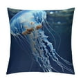 thumbnail image 1 of Jellyfish Throw Pillow Cushion Cover, Blue Spotted Jelly Fish Aquarium Life Marine Animals Ocean Predator in The Deep Water, Decorative Square Accent Pillow Case Blue, 1 of 5