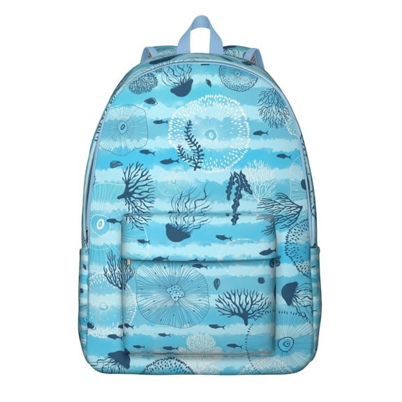 Jellyfish Tropical Nautical Travel Backpack Durable Oxford Material Backpack with Cute Coastal Underwater Marine Life Print Large Capacity Comfortable Carrying Anti-theft Features for Beach Trips Scho