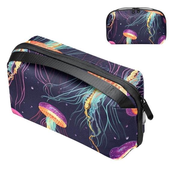Jellyfish USB Cable Organizer Charger Pouch Hard Drive Cases Oxford Cloth Digital Storage Bag 5.9x9.44x3.14 in Waterproof Electronics Accessories Case