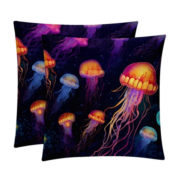 Jellyfish Velvet Throw Pillow Covers Inserts in 16x16, 18x18, and 20x20 Inches - Set of 2 - Unique Patterns for Throw Pillow Covers for All Occasions