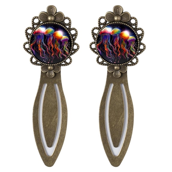 Jellyfish Vintage Copper-Colored Lace Bookmarks Set - Stainless Steel Material - Gift for Book Lovers and Readers