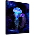 thumbnail image 1 of Jellyfish Wall Art Galaxy Canvas Picture Blue Fantastic Cosmic Canvas Artwork Contemporary Art Prints Framed for Home Office Kitchen Bathroom Bedroom Nursery Living Room Decor 12" x 16", 1 of 5