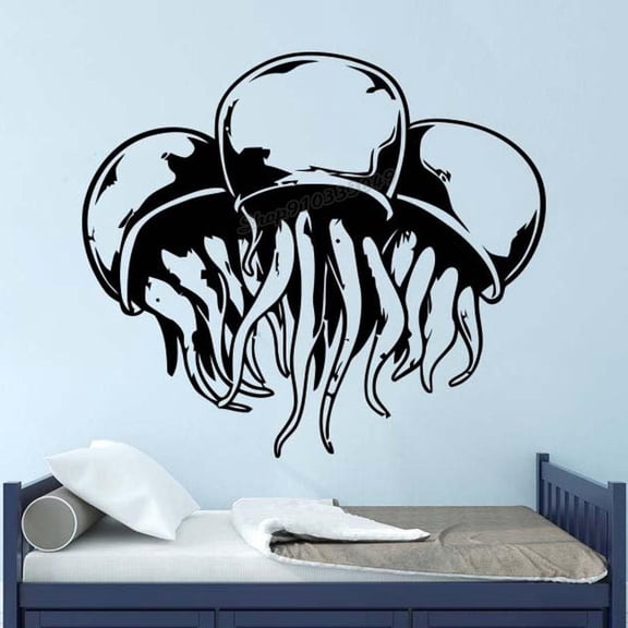 Jellyfish Wall decal Sea Life Nautical Ocean Wall Sticker for Nursery Kids Room Decoration Vinyl Art Decal Removable Mural 42x37cm
