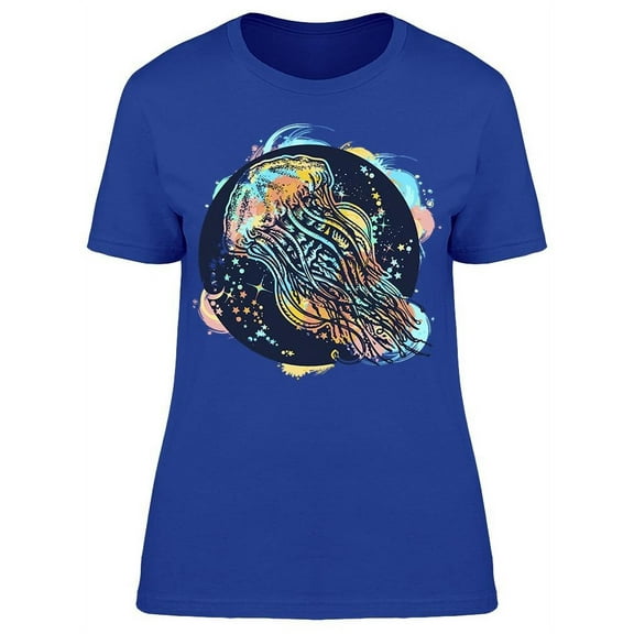 Jellyfish Watercolor Splashes T-Shirt Women -Image by Shutterstock, Female 3X-Large
