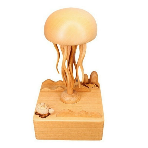Jellyfish Wood Music Box for Valentine's Day Gift Christmas Teen Enchanting Ocean Symphony Wooden
