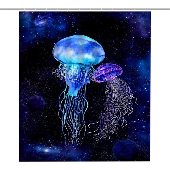 Jellyfish in Galaxy Shower Curtain Fantasy Jellyfish Shower Curtains Waterproof Polyester Fabric 72 x 72 Inch